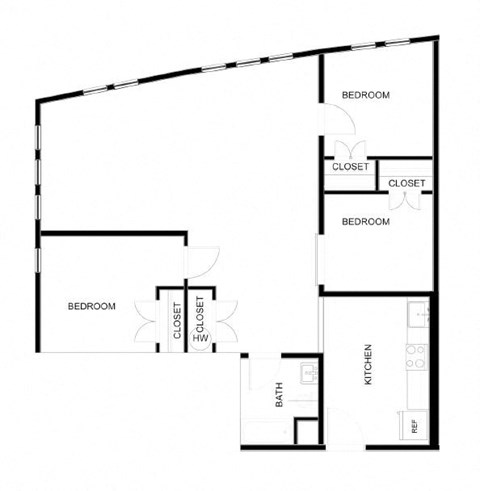 Floor plan for 3 beds, 1 bath, 1176 sqft